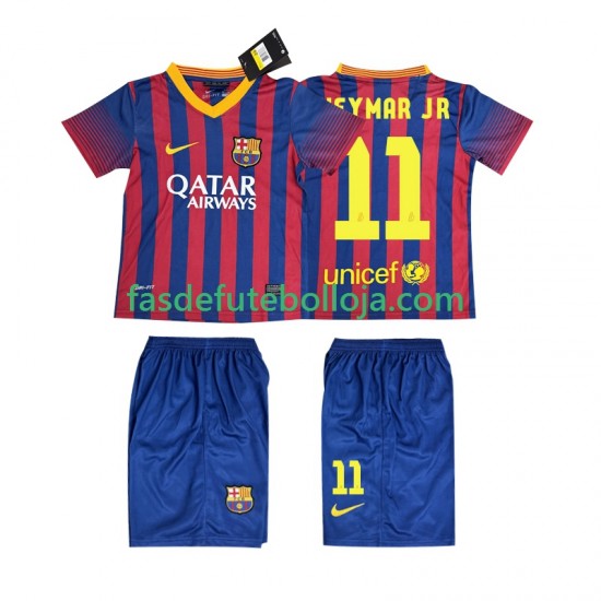 Camisola 1º Equipamento FC Barcelona Neymar JR 11 2013 2014 Manga Curta Retro ,Criança