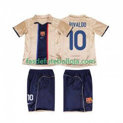 Camisola 2º Equipamento FC Barcelona RIVALDO 10 2001 2002 Manga Curta Retro ,Criança