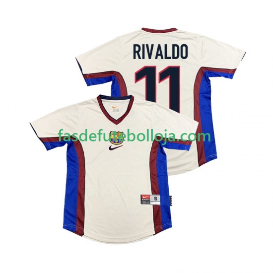Camisola 2º Equipamento FC Barcelona RIVALDO 11 1998 1999 Manga Curta Retro ,Homem