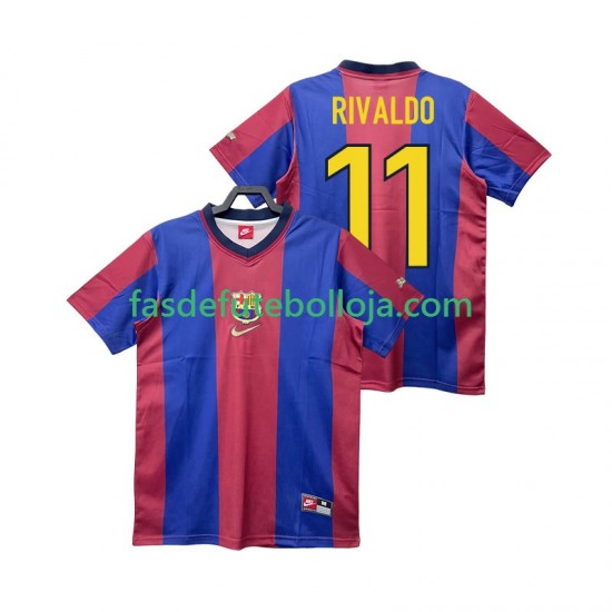 Camisola 1º Equipamento FC Barcelona RIVALDO 11 1998 1999 Manga Curta Retro ,Homem