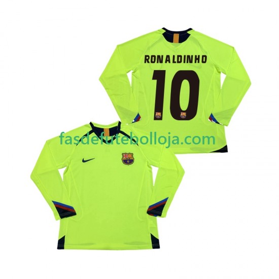 Camisola 2º Equipamento FC Barcelona RONALDINHO 10 2005 2006 Manga Comprida Retro ,Homem