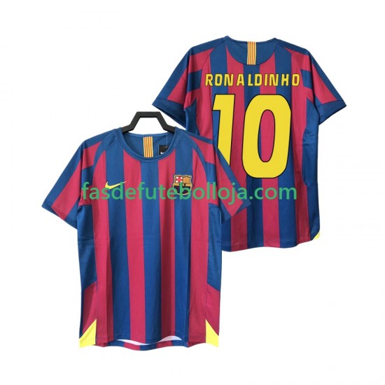Camisola 1º Equipamento FC Barcelona RONALDINHO 10 2005 2006 Manga Curta Retro ,Homem