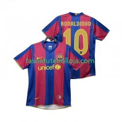Camisola 1º Equipamento FC Barcelona RONALDINHO 10 2007 2008 Manga Curta Retro ,Homem