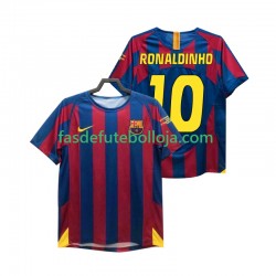 Camisola 1º Equipamento FC Barcelona RONALDINHO 10 Champions League 2005 2006 Manga Curta Retro ,Homem