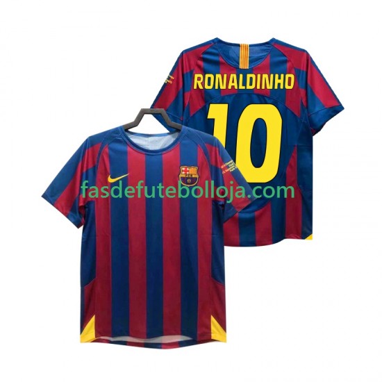 Camisola 1º Equipamento FC Barcelona RONALDINHO 10 Champions League 2005 2006 Manga Curta Retro ,Homem
