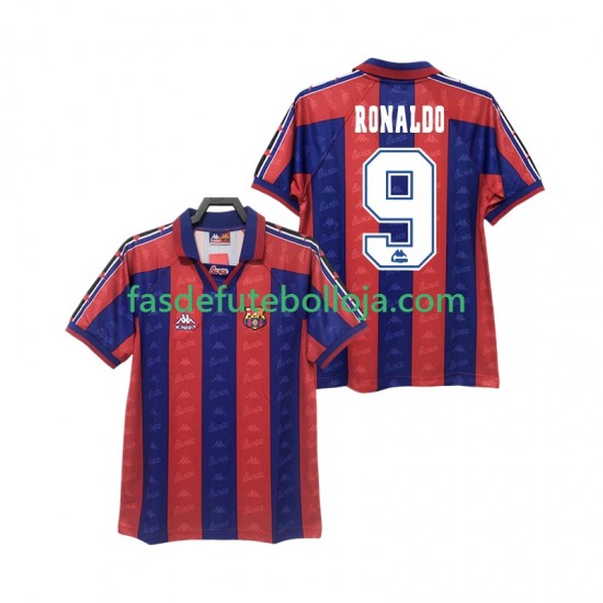 Camisola 1º Equipamento FC Barcelona RONALDO 9 1996 1997 Manga Curta Retro ,Homem