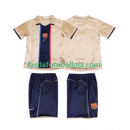 Camisola 2º Equipamento FC Barcelona 2001 2002 Manga Curta Retro ,Criança