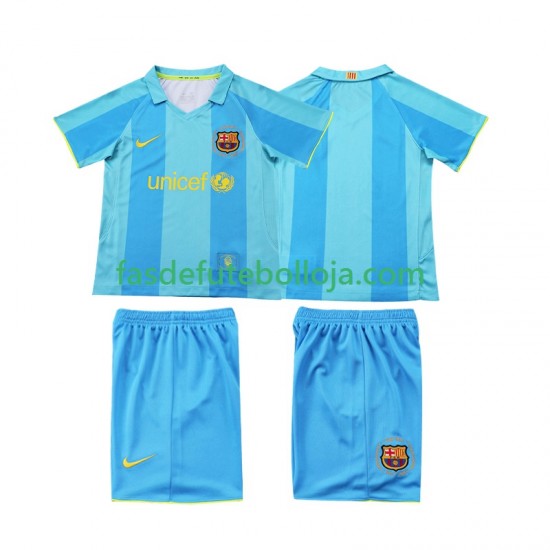 Camisola 2º Equipamento FC Barcelona 2007 2008 Manga Curta Retro ,Criança