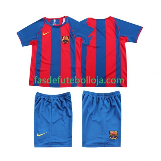 Camisola 1º Equipamento FC Barcelona 2005 2004 Manga Curta Retro ,Criança