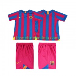 Camisola 1º Equipamento FC Barcelona 2005 2006 Manga Curta Retro ,Criança