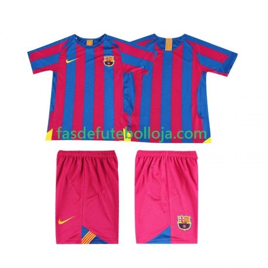Camisola 1º Equipamento FC Barcelona 2005 2006 Manga Curta Retro ,Criança