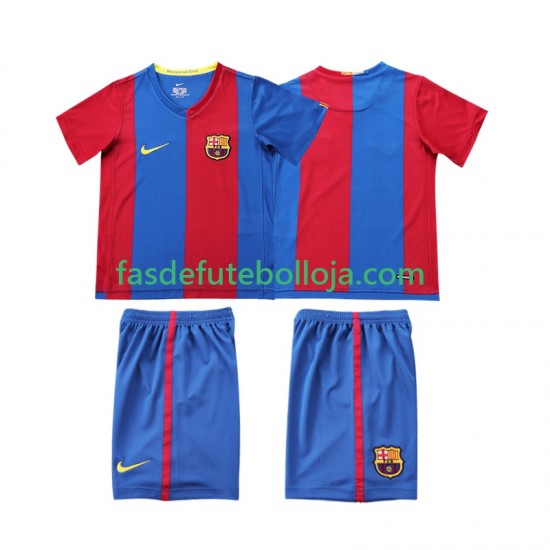 Camisola 1º Equipamento FC Barcelona 2007 2006 Manga Curta Retro ,Criança