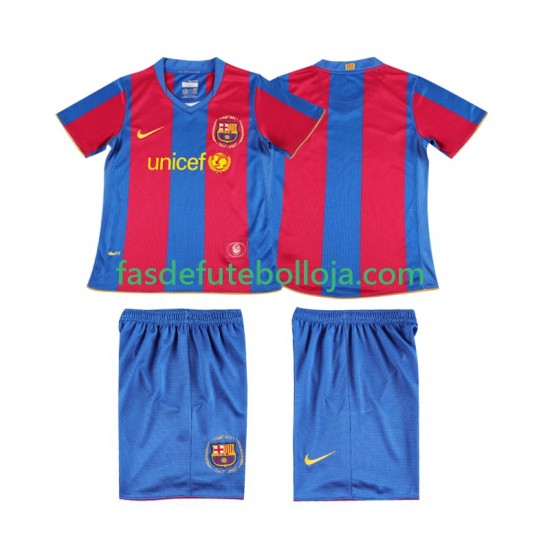 Camisola 1º Equipamento FC Barcelona 2007 2008 Manga Curta Retro ,Criança