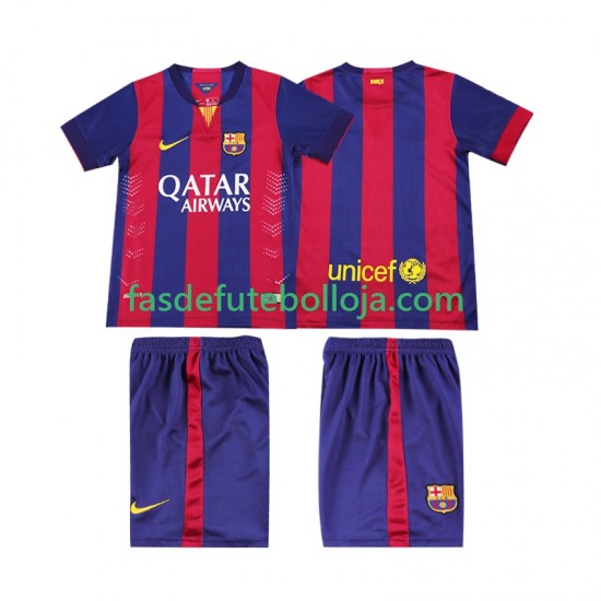 Camisola 1º Equipamento FC Barcelona 2014 2015 Manga Curta Retro ,Criança