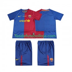 Camisola 1º Equipamento FC Barcelona Champions League 2009 2008 Manga Curta Retro ,Criança