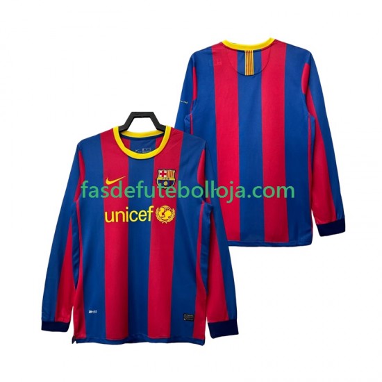 Camisola 1º Equipamento FC Barcelona 2011 2010 Manga Comprida Retro ,Homem