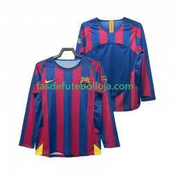 Camisola 1º Equipamento FC Barcelona Champions League 2005 2006 Manga Comprida Retro ,Homem