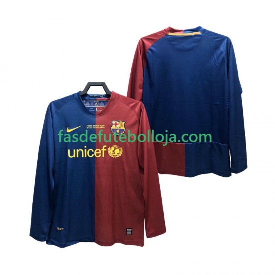 Camisola 1º Equipamento FC Barcelona Champions League 2009 2008 Manga Comprida Retro ,Homem