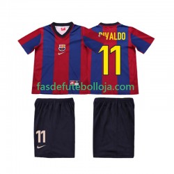 Camisola 1º Equipamento FC Barcelona Ronaldo 11 1998 1999 Manga Curta Retro ,Criança
