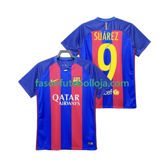 Camisola 1º Equipamento FC Barcelona SUAREZ 9 2016 2017 Manga Curta Retro ,Homem
