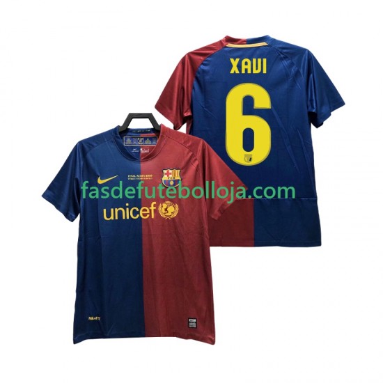 Camisola 1º Equipamento FC Barcelona XAVI 6 Champions League 2009 2008 Manga Curta Retro ,Homem