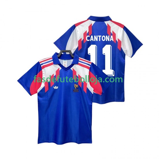 Camisola 1º Equipamento Seleção Francesa CANTONA 11 1990 Manga Curta Retro ,Homem