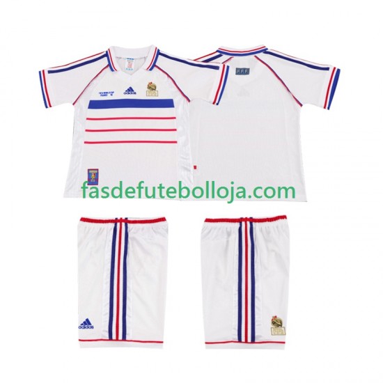Camisola 2º Equipamento Seleção Francesa 1998 Manga Curta Retro ,Criança