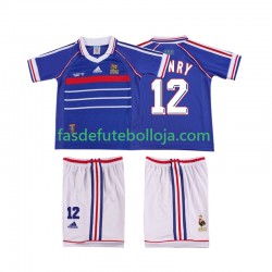 Camisola 1º Equipamento Seleção Francesa Henry 12 1998 Manga Curta Retro ,Criança