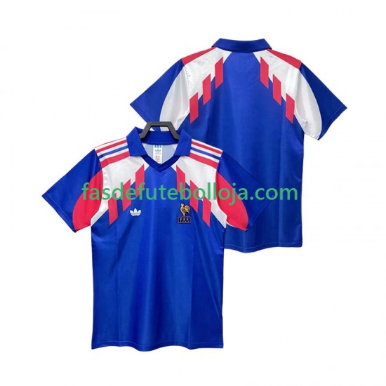 Camisola 1º Equipamento Seleção Francesa 1990 Manga Curta Retro ,Homem