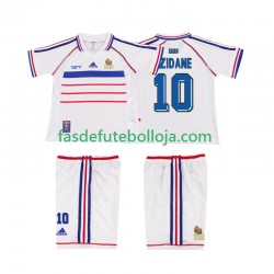 Camisola 2º Equipamento Seleção Francesa ZIDANE 10 1998 Manga Curta Retro ,Criança