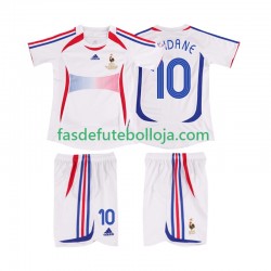 Camisola 2º Equipamento Seleção Francesa ZIDANE 10 2006 Manga Curta Retro ,Criança