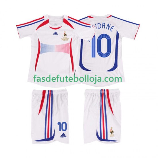Camisola 2º Equipamento Seleção Francesa ZIDANE 10 2006 Manga Curta Retro ,Criança
