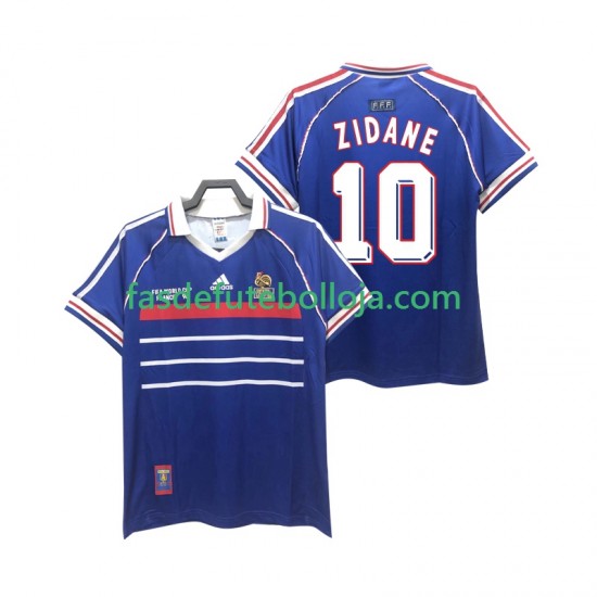 Camisola 1º Equipamento Seleção Francesa ZIDANE 10 1998 Manga Curta Retro ,Homem