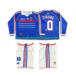 Camisola 1º Equipamento Seleção Francesa ZINANE 10 1998 Manga Comprida Retro ,Criança