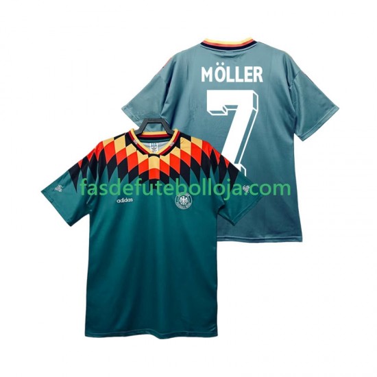 Camisola 2º Equipamento Seleção Alemã MOLLER 7 1994 Manga Curta Retro ,Homem
