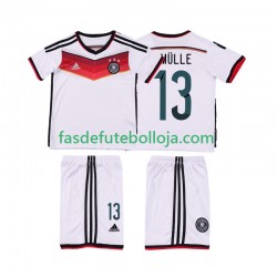 Camisola 1º Equipamento Seleção Alemã MULLER 13 2014 Manga Curta Retro ,Criança