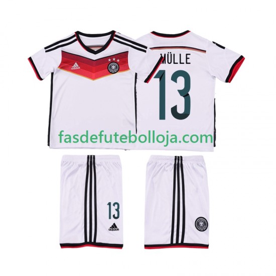 Camisola 1º Equipamento Seleção Alemã MULLER 13 2014 Manga Curta Retro ,Criança