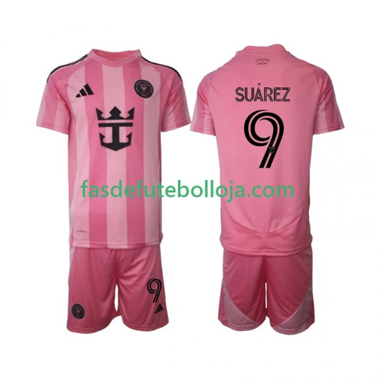Camisola 1º Equipamento Inter Miami Luis Suarez 9 2025 Manga Curta ,Criança