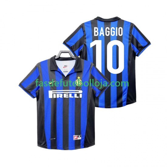 Camisola 1º Equipamento Inter de Milão BAGGIO 10 1998 1999 Manga Curta Retro ,Homem