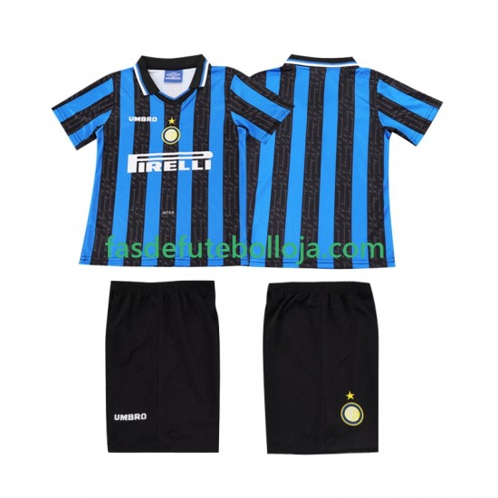 Camisola 1º Equipamento Inter de Milão 1997 1998 Manga Curta Retro ,Criança