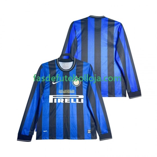 Camisola 1º Equipamento Inter de Milão 2009 2010 Manga Comprida Retro ,Homem