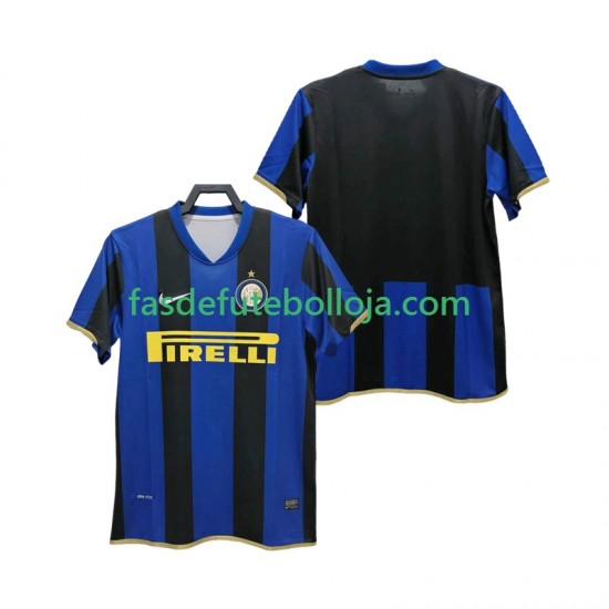 Camisola 1º Equipamento Inter de Milão Champions League 2009 2008 Manga Curta Retro ,Homem