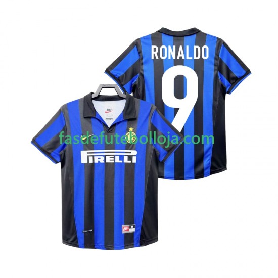 Camisola 1º Equipamento Inter de Milão Roanldo 9 1998 1999 Manga Curta Retro ,Homem