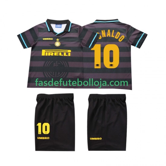 Camisola 3º Equipamento Inter de Milão Ronaldo 10 1997 1998 Manga Curta Retro ,Criança