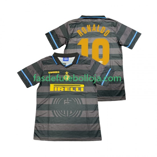 Camisola 3º Equipamento Inter de Milão Ronaldo 10 1997 1998 Manga Curta Retro ,Homem