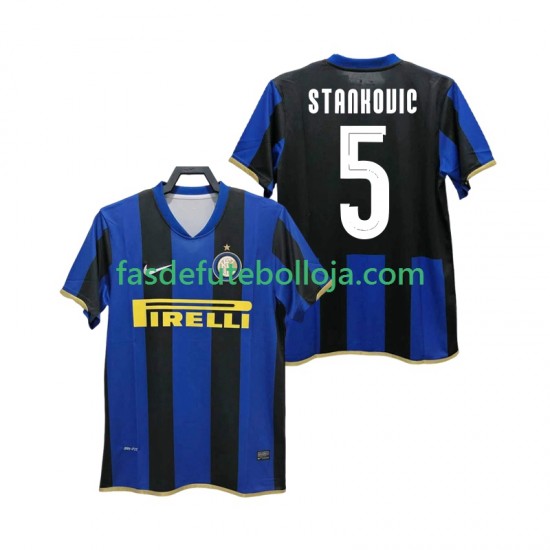 Camisola 1º Equipamento Inter de Milão STANKOVIC 5 Champions League 2009 2008 Manga Curta Retro ,Homem