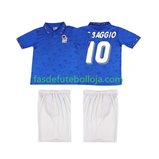 Camisola 1º Equipamento Seleção Italiana Roberto Baggio 10 1994 Manga Curta Retro ,Criança