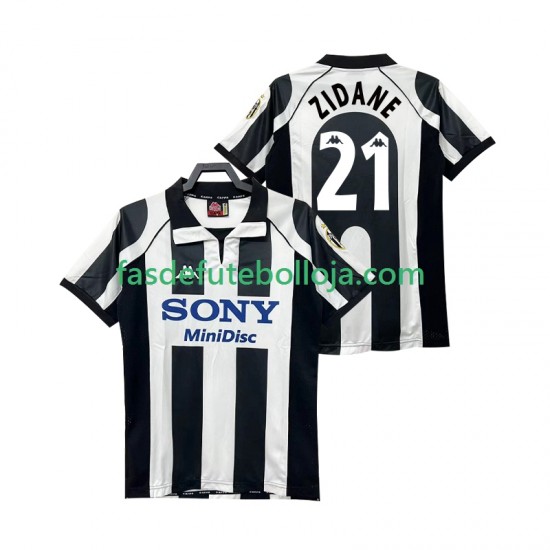 Camisola 1º Equipamento Juventus ZIDANE 21 1997 1998 Manga Curta Retro ,Homem