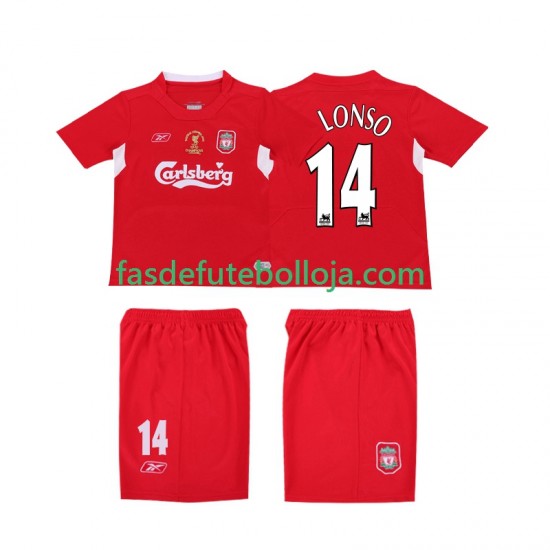 Camisola 1º Equipamento Liverpool ALONSO 14 LWP 2005 2004 Manga Curta Retro ,Homem