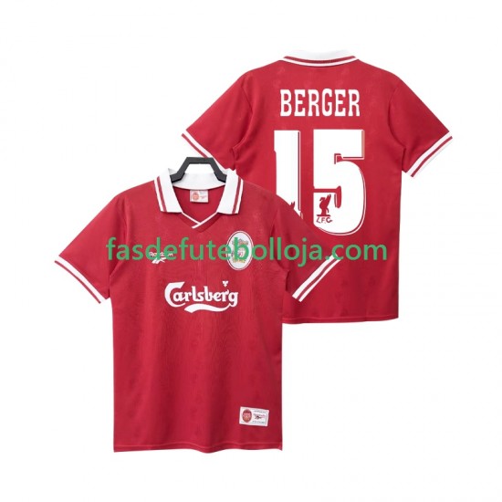 Camisola 1º Equipamento Liverpool BERGER 15 1996 1998 Manga Curta Retro ,Homem